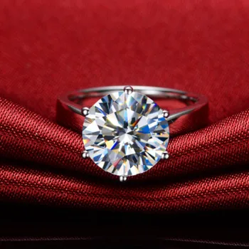 

6CT Genuine White Gold Amazing Big Stone Surprised Simulate Diamond Anniversary Ring Women Propose Jewerly Clarity Enhanced
