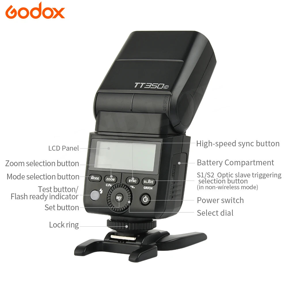Godox TT350C вспышка 2 4G Беспроводная X СИСТЕМА GN36 TTL 1/8000s HSS камера Вспышка Speedlite