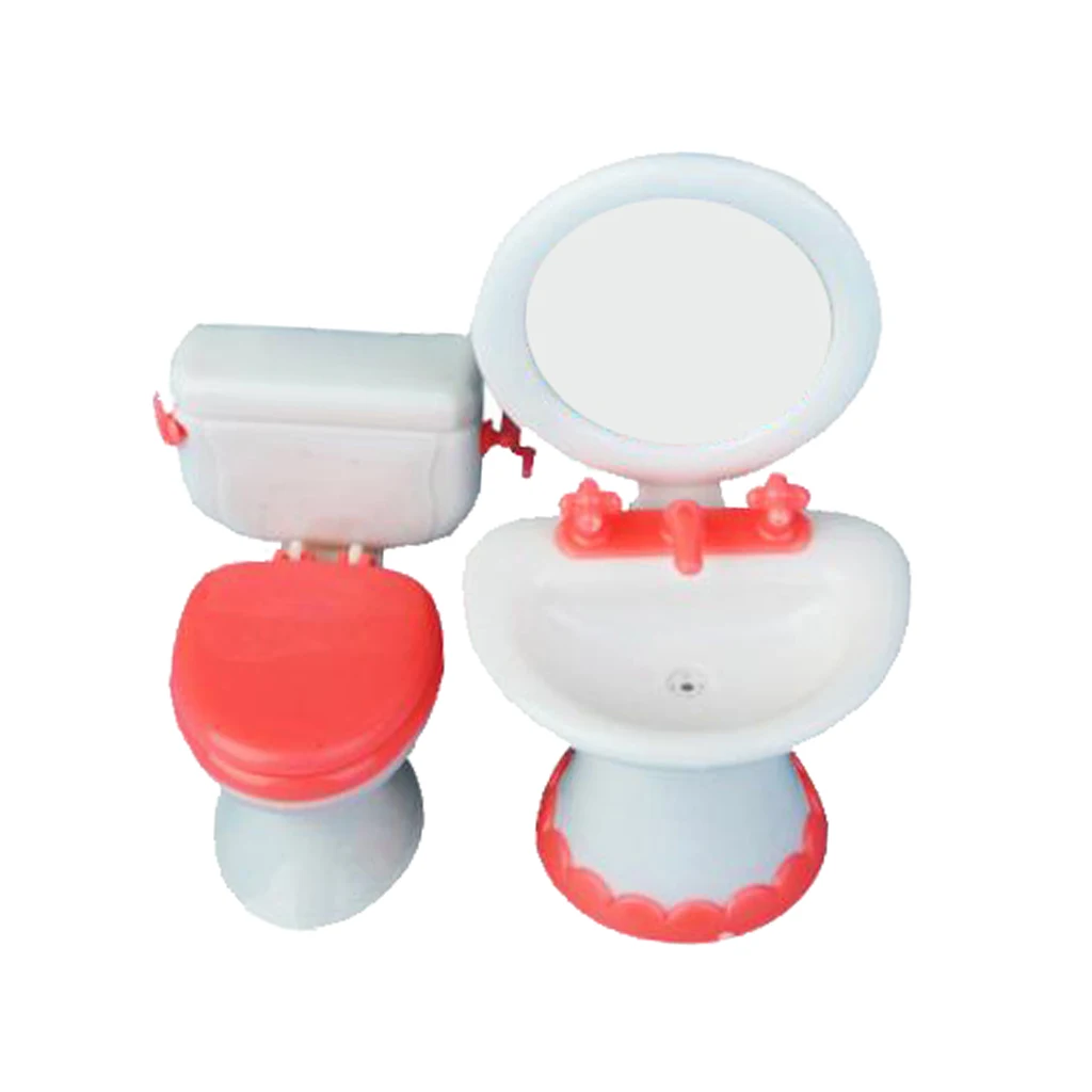 Doll House Dollhouse Furniture Bathroom Set Toilet And Sink