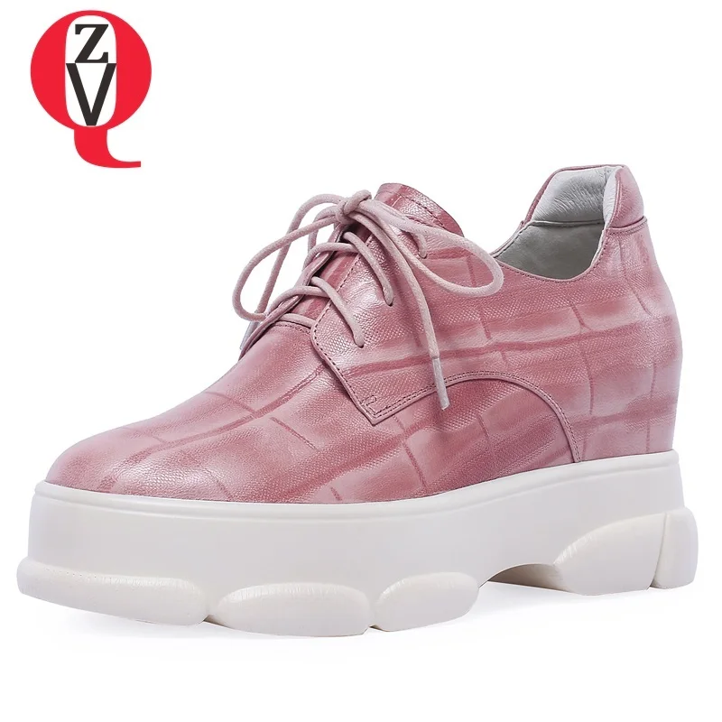 

ZVQ hot sale shoes woman spring concise handmade sheepskin platform women pumps outside cross-tied round toe black pink shoes