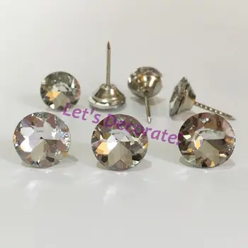 

Free Shipping 200PCS/LOT 18MM Clear Color Diamond Crystal Glass Nails / Crystal Buttons / Home Decoration Nails/ DIY Upholstery