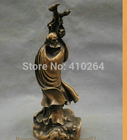 

10" China Bronze Arhat Monk Guru Bodhidharma Dhrama Statue discount 30%