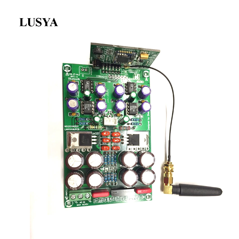 

Lusya HiFi Bluetooth Digital Signal Receiver Board CSR64215 V4.2 Support APTX APTX-II