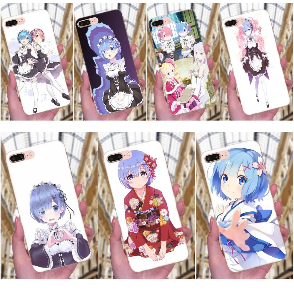 

Luxury Cell Phone Cases For Apple iPhone 4 4S 5 5C 5S SE 6 6S 7 8 Plus X XS Max XR Japan Anime Lovely Girl Rem Re Zero Slim