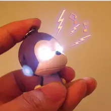 HOT sale Kawaii LED Flashlight Monkey Keychains Action Figure Toys With Sound Bags Accessories free shipping