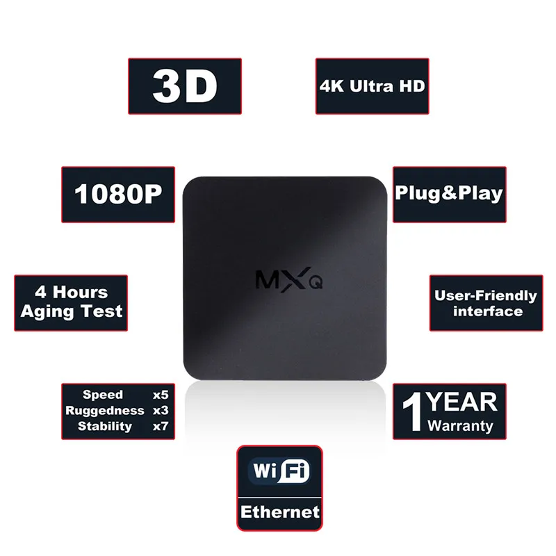 VHXSIN MXq 4K 5 шт./лот ТВ коробка ALLWINNER H3 Процессор 1 ГБ 8 IPTV Set Top Box Google Play H.265 Android 7 OTT