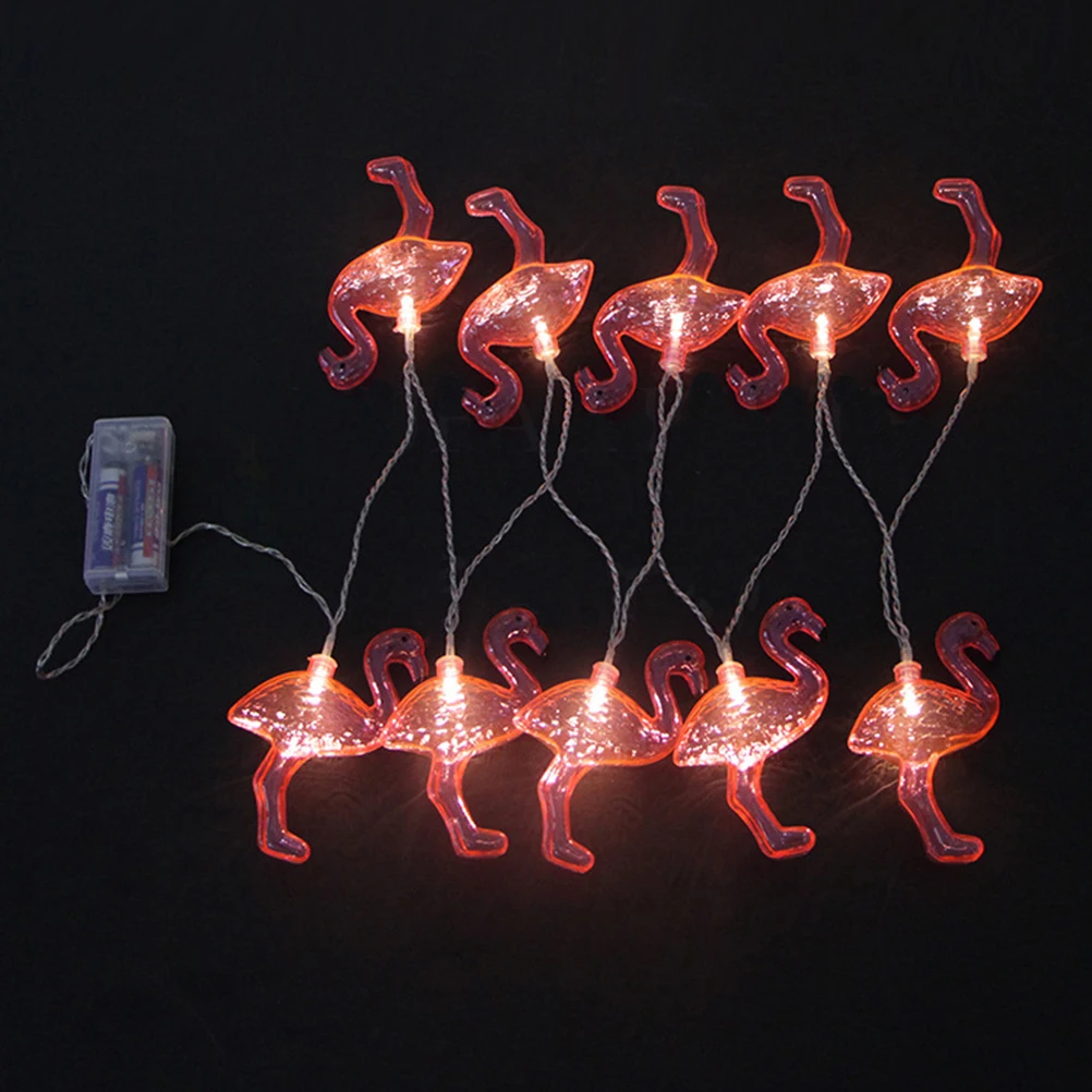 BESTOYARD Battery Powered 10 LED Flamingo Lights String Party