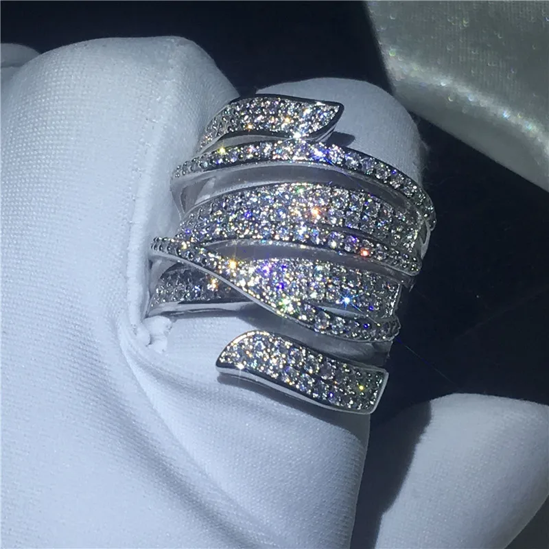 Choucong кольцо ручной работы с большим крестом 5A Циркон Cz 925 пробы серебро обручальное кольцо кольца для мужчин и женщин ювелирные изделия на палец
