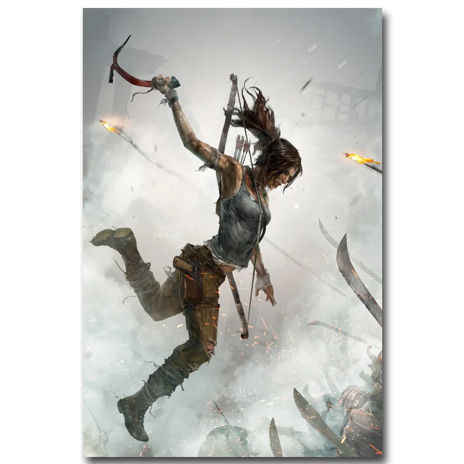 

NICOLESHENTING Tomb Raider Lara Croft Art Silk Fabric Poster Print 13x20 24x36inch Game Pictures for Home Wall Decor 016