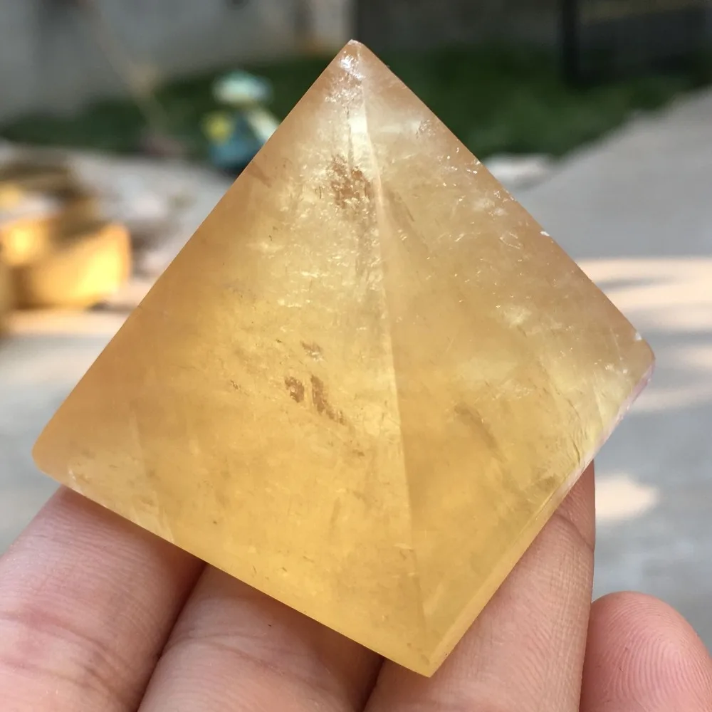 1 pcs Blessfull Healing Crystal Yellow Calcite Pyramid Metaphysical Stone Figurine- 1 pcs Blessfull Healing Crystal Yellow Calcite Pyramid Metaphysical Stone Figurine-
