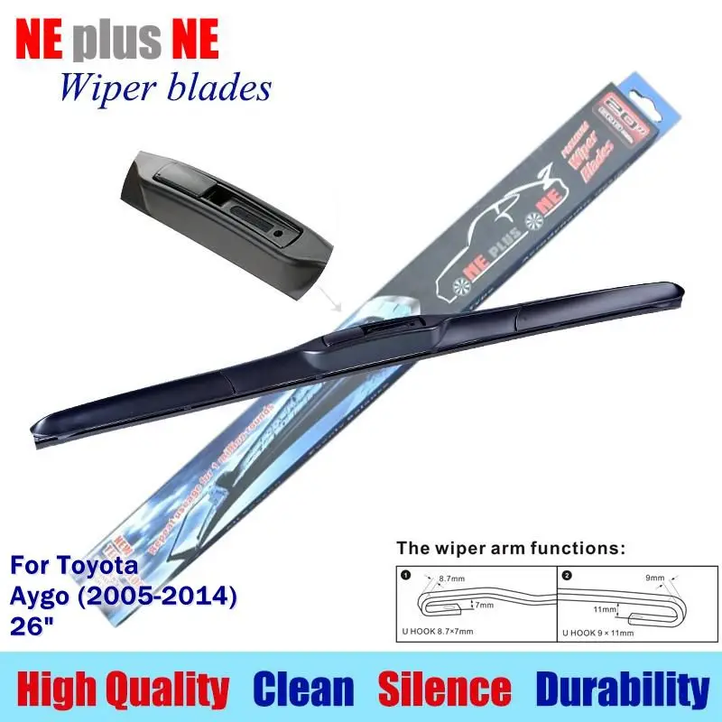 Wiper blades for Toyota Aygo (2005 2014) 26" Rubber fit standard J hook Car windshield wiper arm