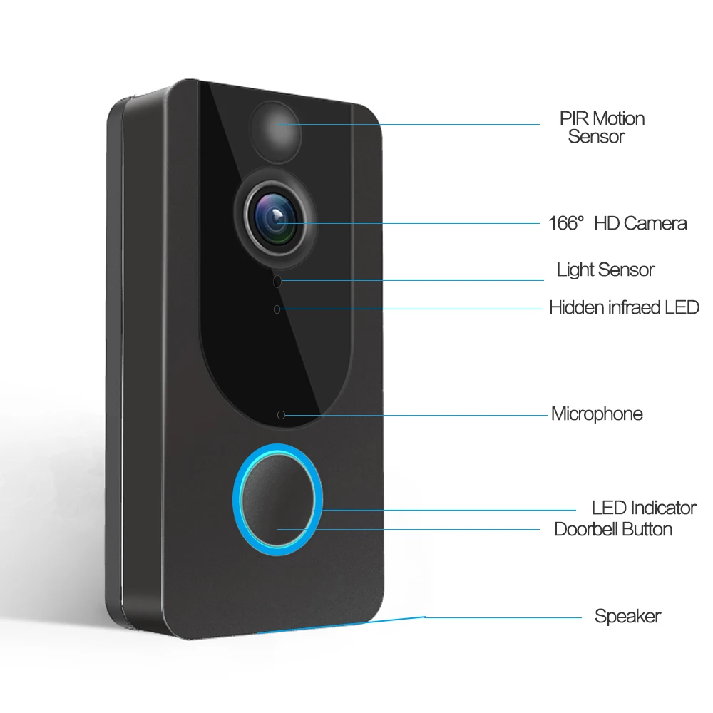 Видеодомофон GEEKAM V7 1080P Wi Fi ИК сигнализация|Дверной звонок| |