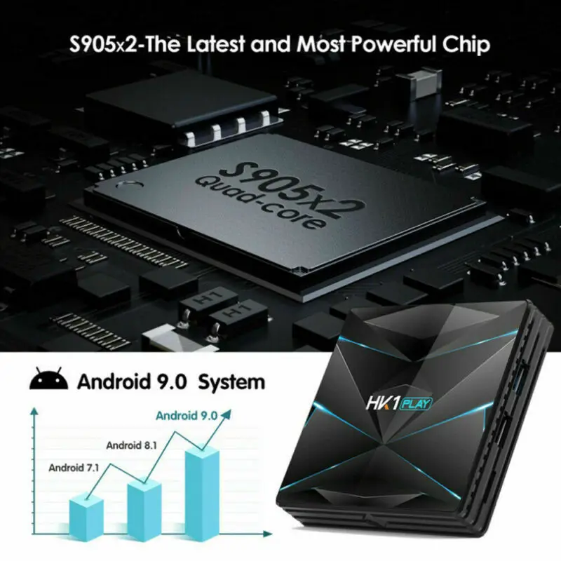 HK1 Plus Android 9.0 Smart TV Box 2+16G S905X2 Quad Core Dual WIFI 4K Set Top Box UK EU US AU