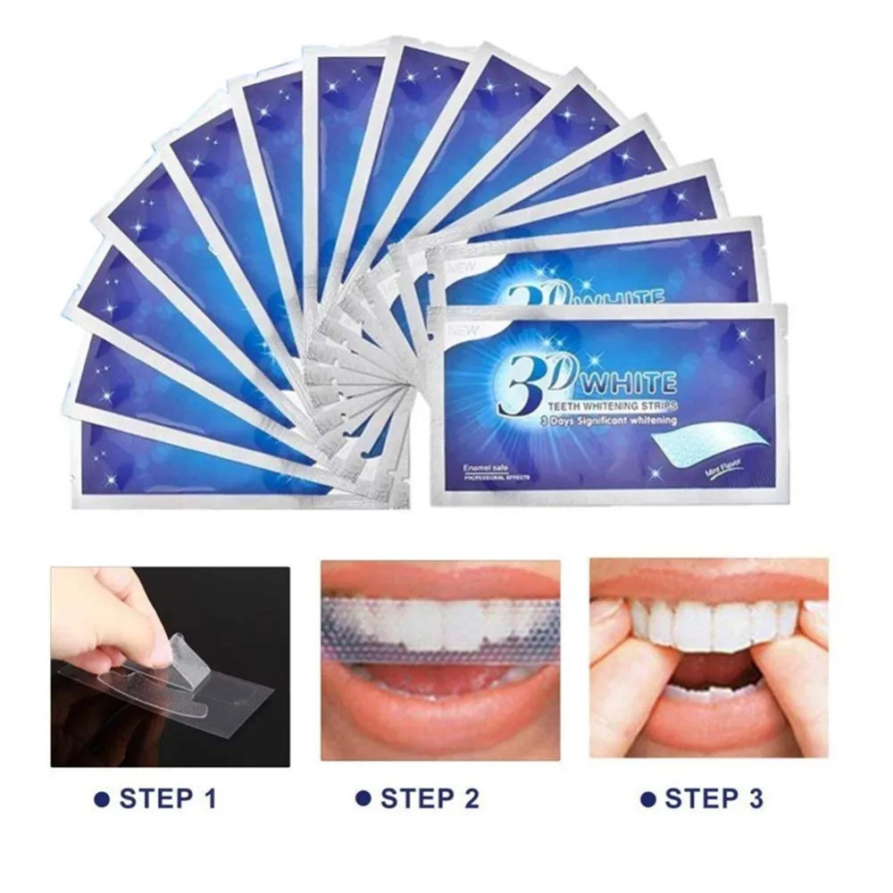 

28Pcs/14Pair 3D White Gel Teeth Whitening Strips Oral Hygiene Care Double Elastic Teeth Strips Party DIY Decorations Supplies