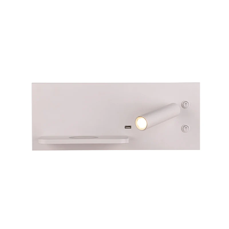 ZEROUNO лампа для чтения книг, настенный светильник для дома, гостиницы, спальни, беспроводное зарядное устройство, USB зарядное устройство, двойной переключатель, светодиодный светильник, светильники - Цвет абажура: Matt White