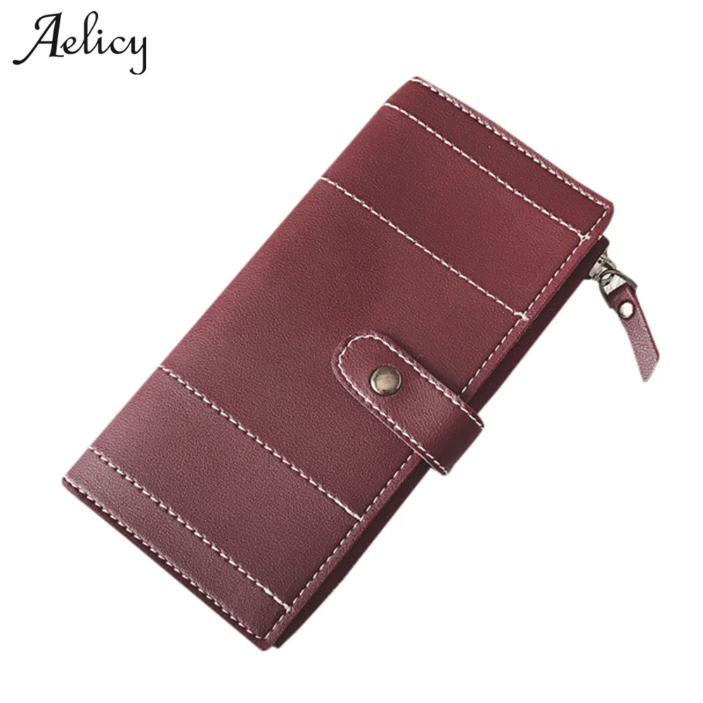

Aelicy 2019 New Design Fashion Women Leather Wallet Long Zipper Ladies Leather Wallets Designer Famous Brand Women's Purses