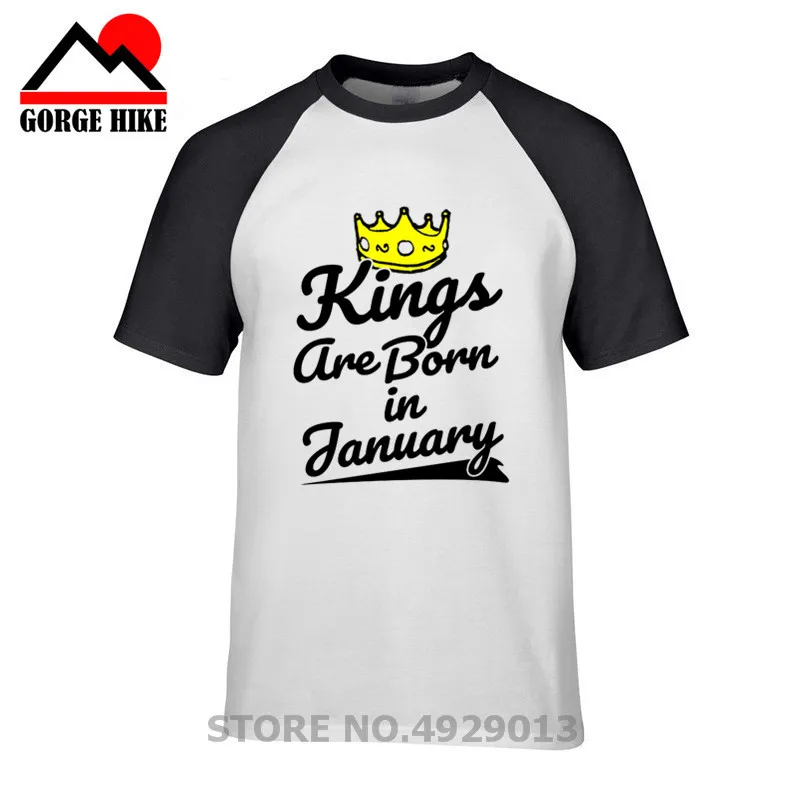 Мужская хлопковая футболка Kings Are Born In January модная фирменная с принтом для дня