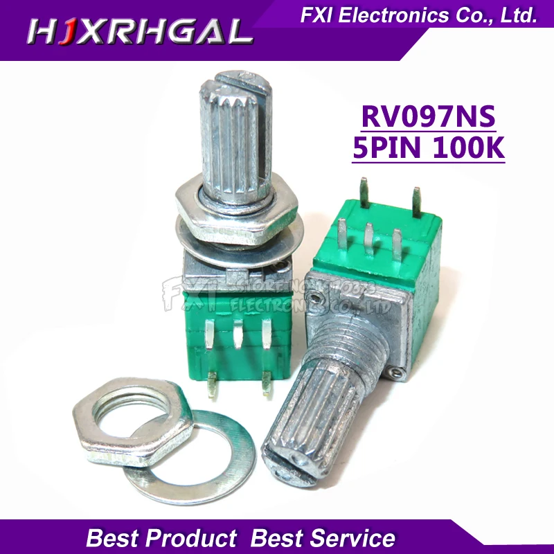 5pcs RV097NS 100K single linked potentiometer B100K with a switch audio