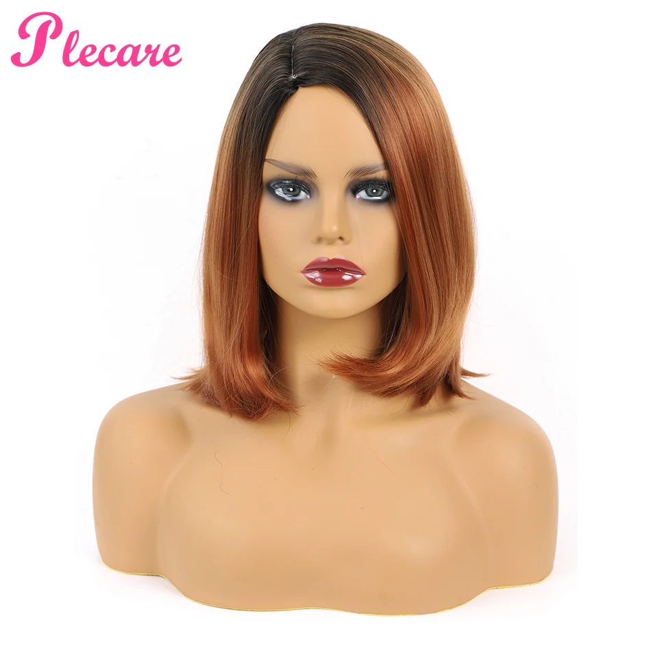 Plecare 12 Inch Synthetic Wig 7 Colors Ombre Short Bob Straight Wigs Cosplay Pruiken Hair Wigs For Black Women Heat Resistant