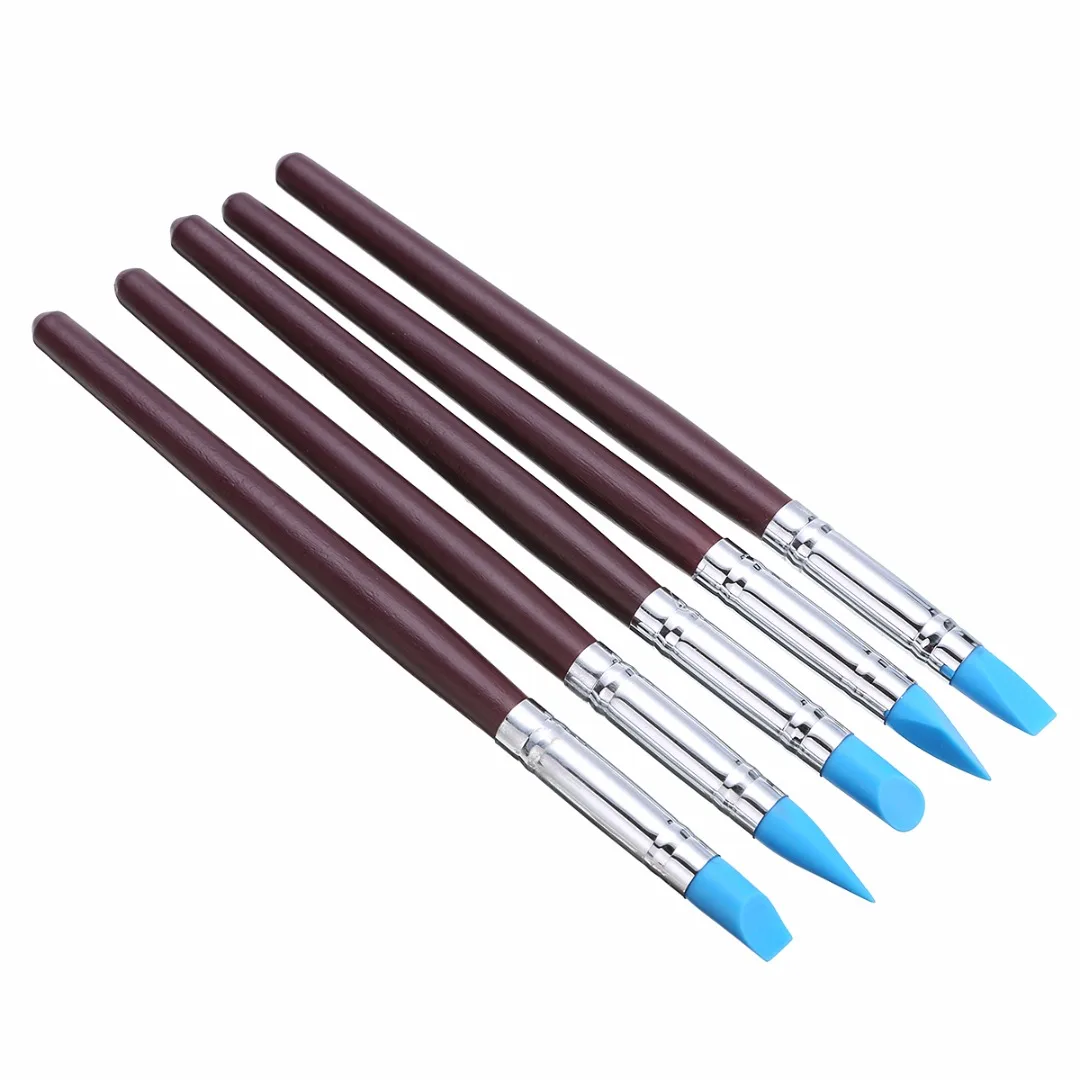 5pcs Soft Silicone Pottery Clay Tool Sculpting Fimo Polymer Modelling Shaper Tools For Hobby Craft