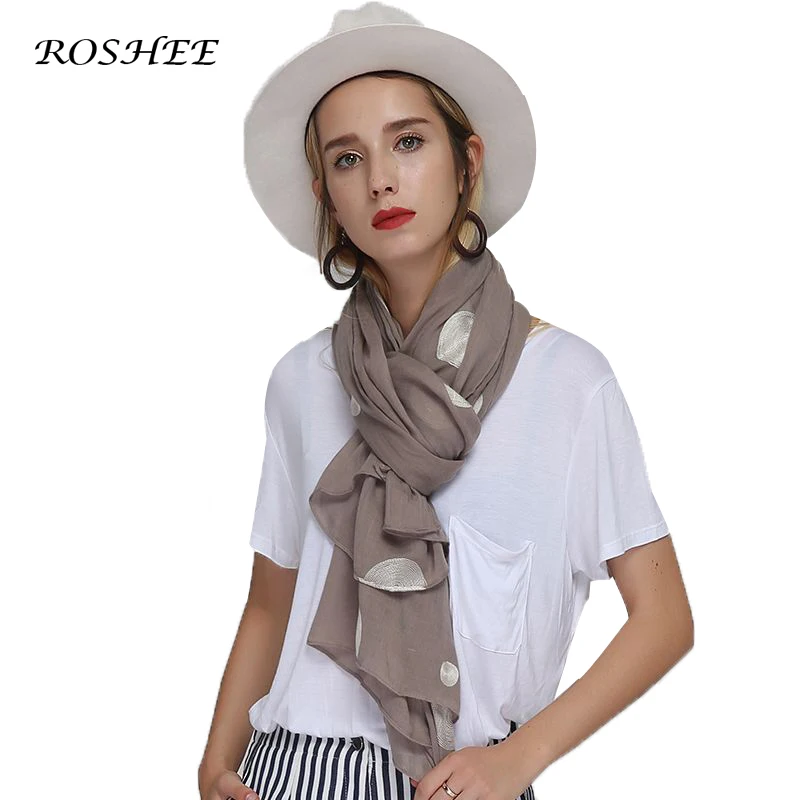 Dot Scarf Embroidery Dot Pattern Oversized Bandana Scarf Women Cotton