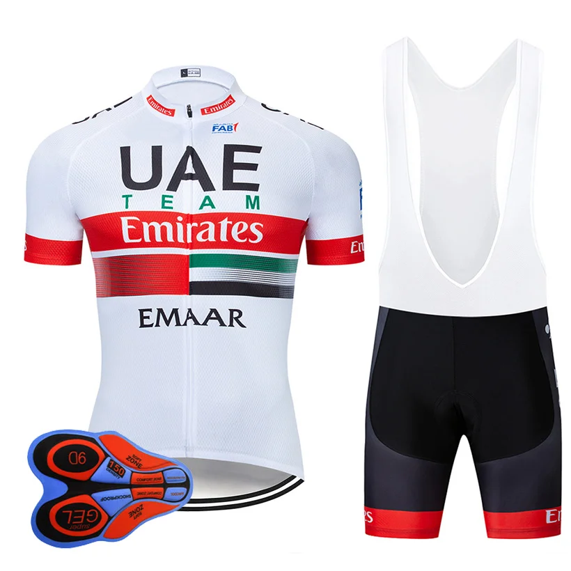 

2019 Team UAE Cycling Clothing Bike Jersey Quick Dry MTB Uniform Bicycle Clothes Mens Summer Cycling Wear 9D Gel bike shorts set