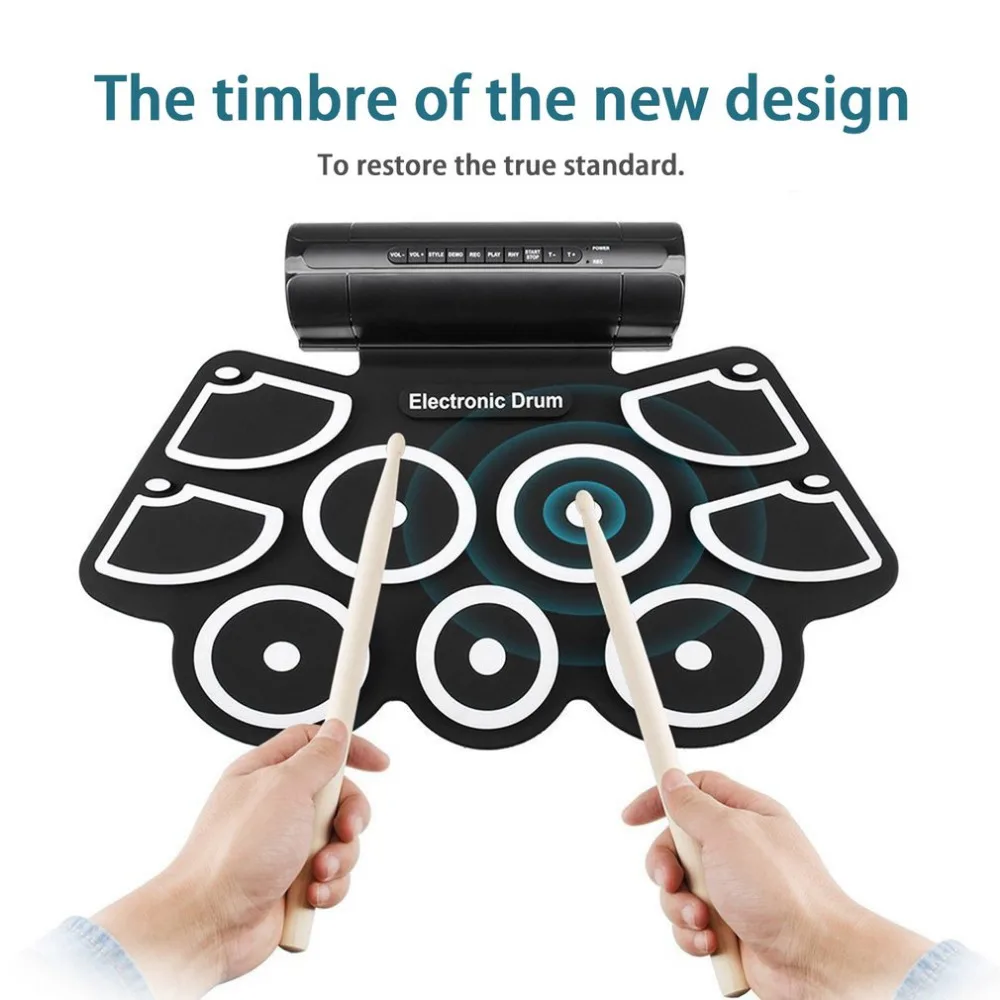 

TSAI Electronic Drum Foldable Digital USB Drum Kit Delicate and Portable For Prenatal Education Professional Learning for player