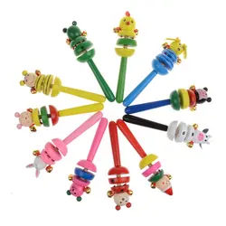 1 шт. детские дети животных Погремушка колокольчики Музыкальные Развивающие деревянные игрушки кровать колокола разные цвета