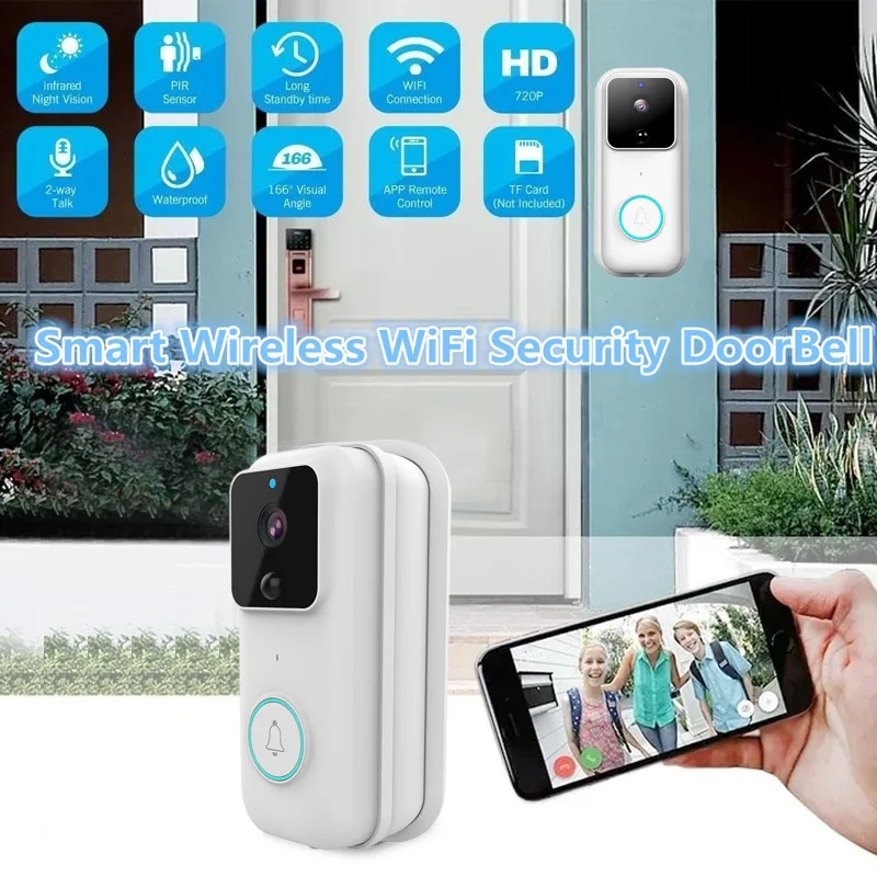 

Visual Camera Smart Doorbell WiFi Door Bell IR Night Vision Security System Two Way Audio Motion Detection Multifunctional