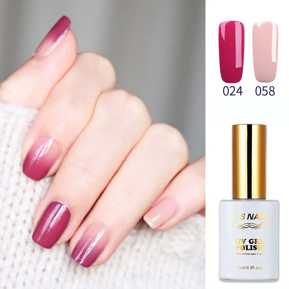 

RS Nail 15ml uv gel nail polish set No.024+058 Soak off gel Lacquer French manicure led lamp gel professional nail glue uv resin