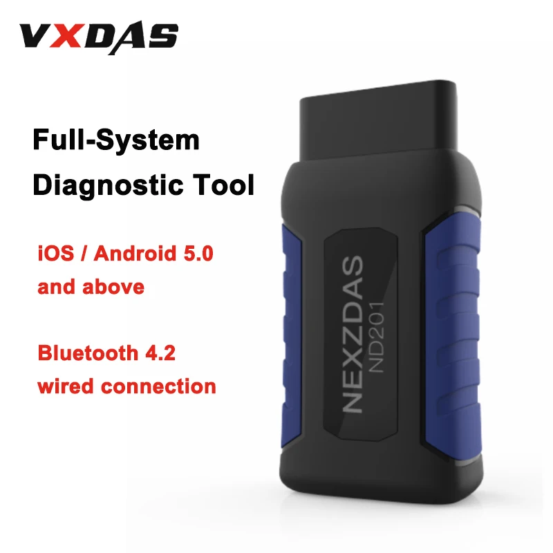 VXDAS ND201 может OBD2 сканер ЭБУ автомеханик помощник полный Системы OBDII инструмент диагностики товара Reader Bluetooth 4,2 для Android