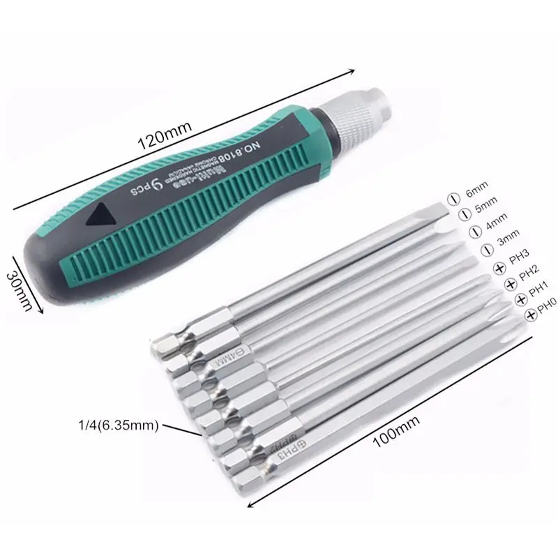 

Hot PENGGONG Screwdriver Set 1/4 inch 6.35mm Phillips Bits Set With Magnetic Multi Tools Electronic Repair Hand Tools Kit Retail