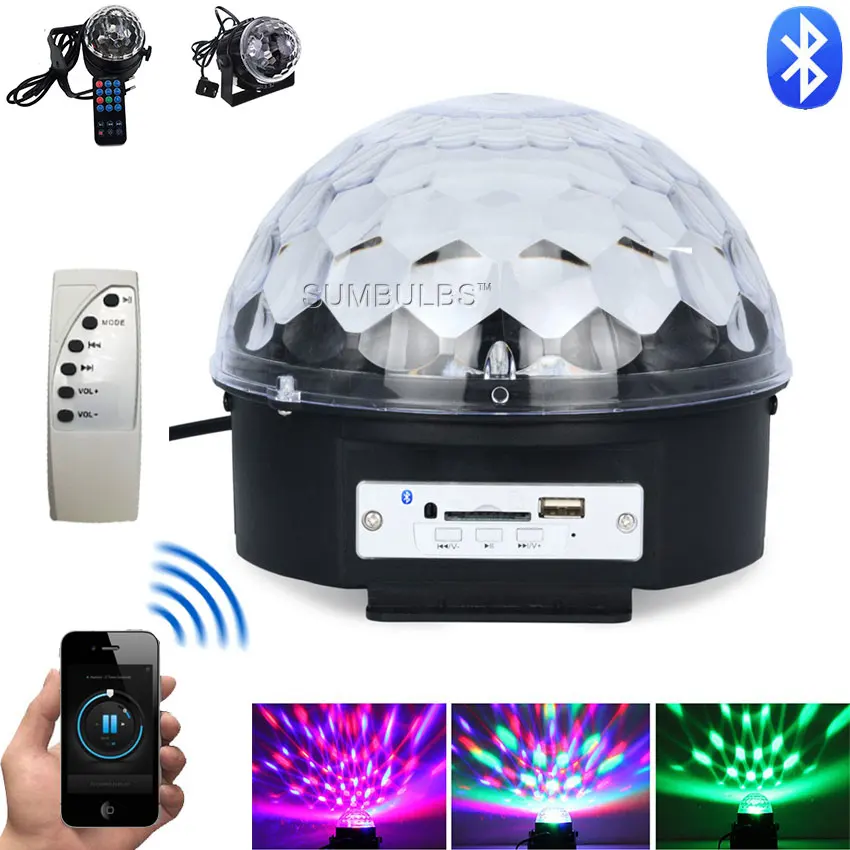 

Mobile Bluetooth Remote Control Magic RGB Mini Stage Effect Light Lamp with MP3 Music Player Crystal Decor Lighting AC 110V 220V