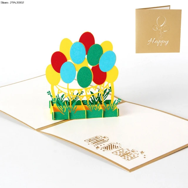 3d Pop Up Colorful Balloon Greeting Card Christmas Valentine