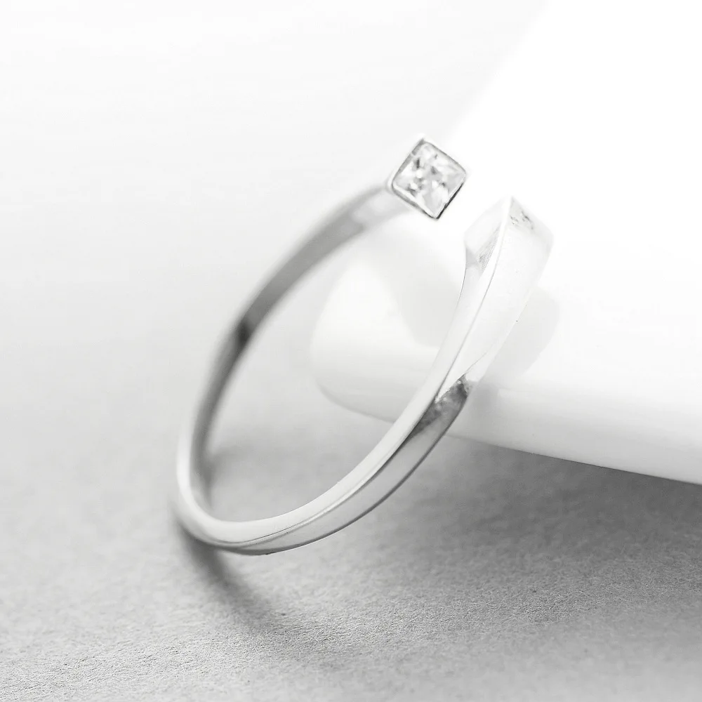 simple cz Rings 100% Sterling 925 silver Jewelry Vintage Adjustable rings for women girl gift