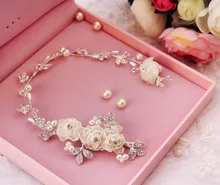 Ramo de Novia Flor de La Venda de Hairband Garland cabeza piezas de pelo garras del pelo de la boda accesorios de la joyería de la boda para el cabello