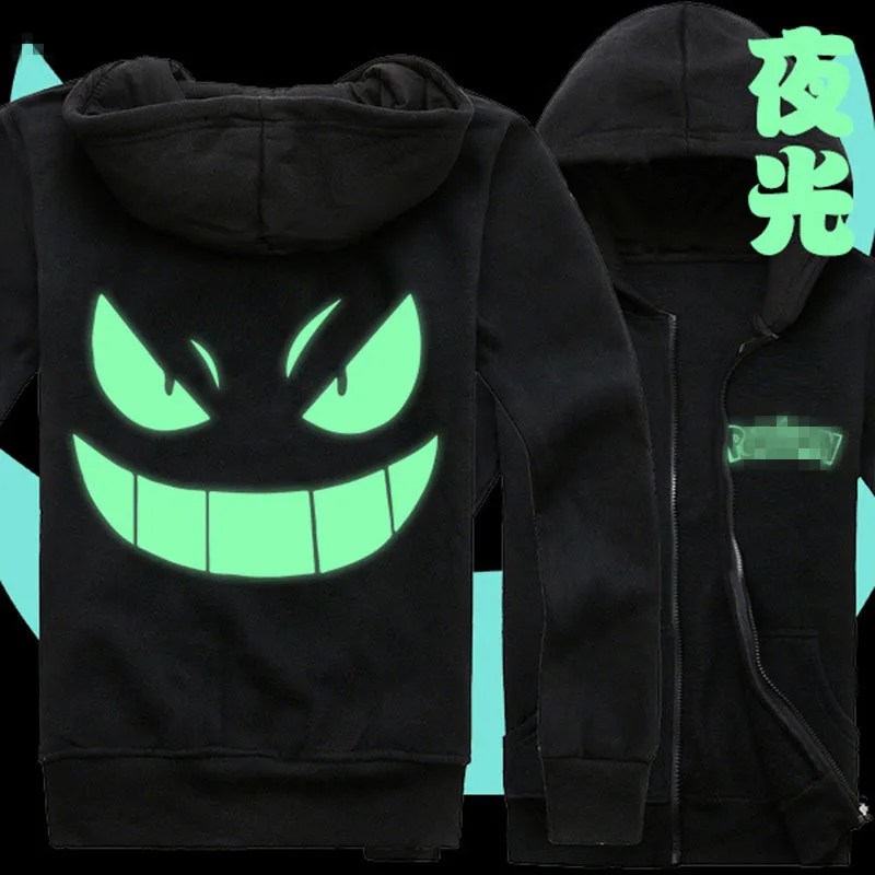 

Poke mon Gengar Jackets and Coats Monsters hoodies Anime Gengar Poke mon Hooded Zipper Men cardigan Sweatshirts Cosplay Tops