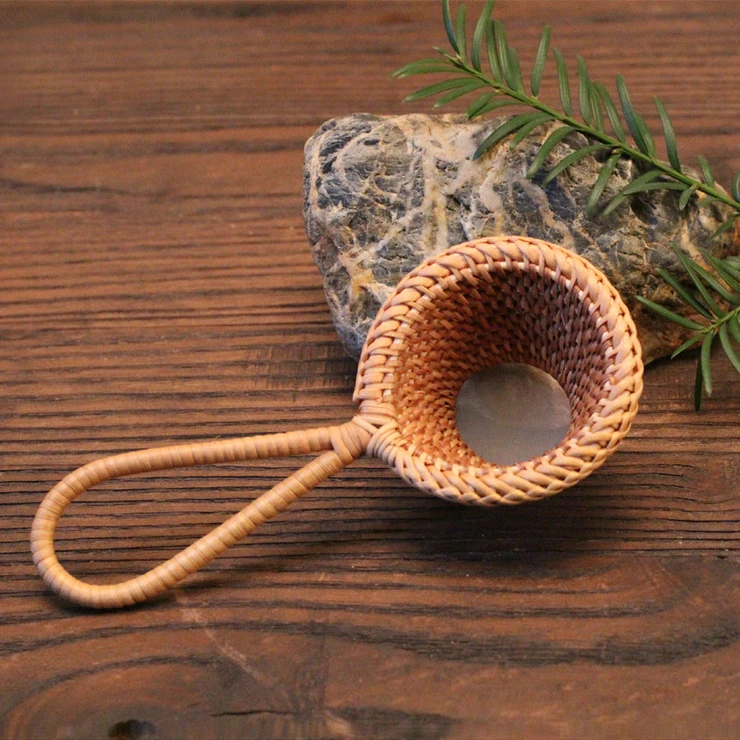 Purely Handmade Long Handle Vietnam Cane Tea Filter w/ Fine Mesh Tea