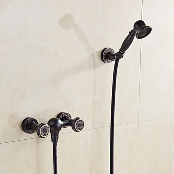 

ORB Black Brass Bathroom Shower Faucet Bathtub Cold Hot Mixer Tap Handheld Shower Head Set 1.5M Hose Oil Rubbed Bronze JP135