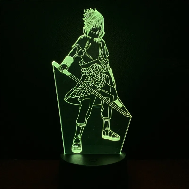 Table Lamp Uchiha Sasuke Naruto Anime Figure Toy Children Bedside lamp 3D LED Lampara Novelty Creative Night Light Gift Lighting
