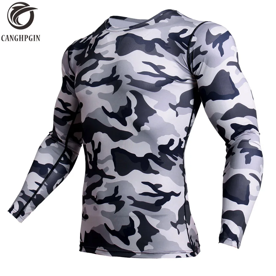 

New MMA Rashgard Compression Shirt Men Long Sleeve Fitness Running Sports T Shirt Gym Crossfit Soccer Jersey Camo tshirt Men