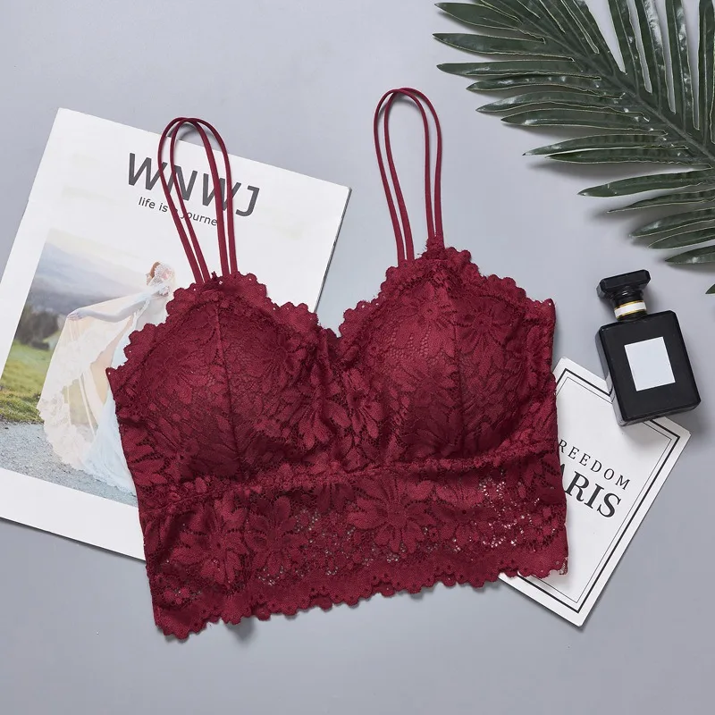 

Women Lace Bra Crop Tops Sexy Lingerie Lace Floral Bralette Bra Tank Camis Underwear