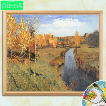 

Russia Painter Isaac Levitan Famous Painting "Golden Autumn" 5D DIY Diamond Painting Square Diamond Embroidery Rhinestones Pic