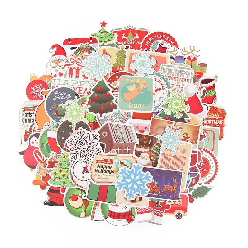 

TD ZW Waterproof Christmas Theme Stickers Santa Kids Gift Stickers for Moto Car & Suitcase Cool Laptop Skateboard Fashion Decor