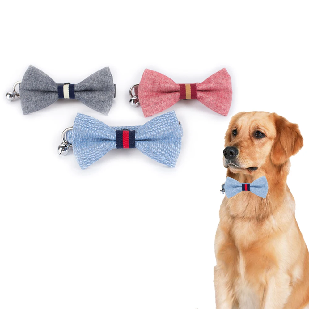 

Dog Collar Bowtie Puppy Adjustable Bell Cotton Bowknot Pet Collars For Small Medium Dogs Cats Chihuahua Christmas Gift