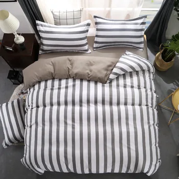

bedding set striped duvet cover white bed linen set Geometric flat sheet set queen bed set Fashion new54