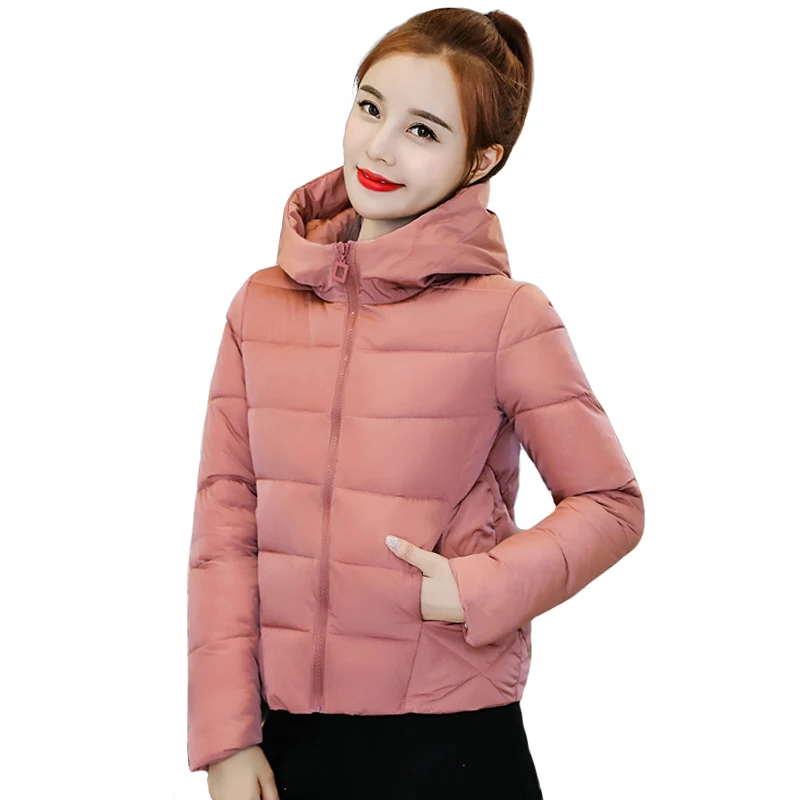 

Hooded Stand Collar Winter Jacket Women Outwear Autumn Womens Jackets Short Female Coat Short Parka Jaqueta Feminina Inverno