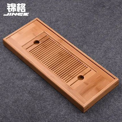 

Hot sale Drawer water storage bamboo tray large drain tea tray