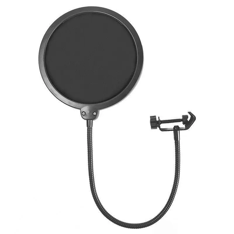 Professional clamp on microphone Pop Filter bilayer recording spray guard double mesh screen
