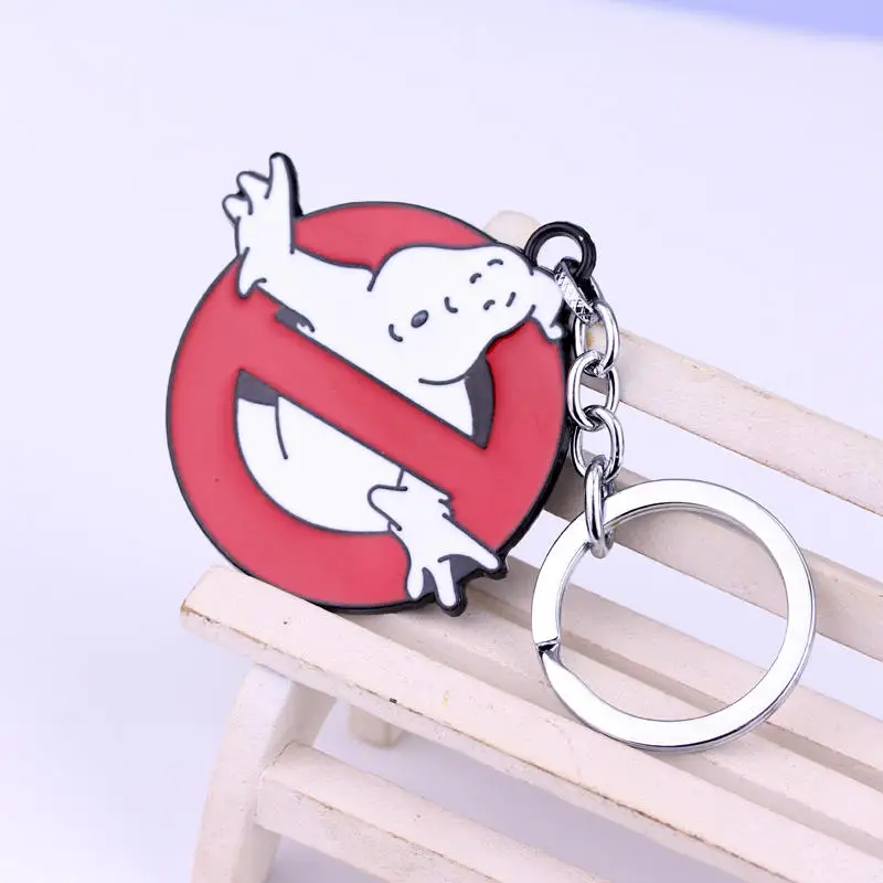 MQCHUN Movie Ghostbusters Keychain Funny key Chains Red White Halloween